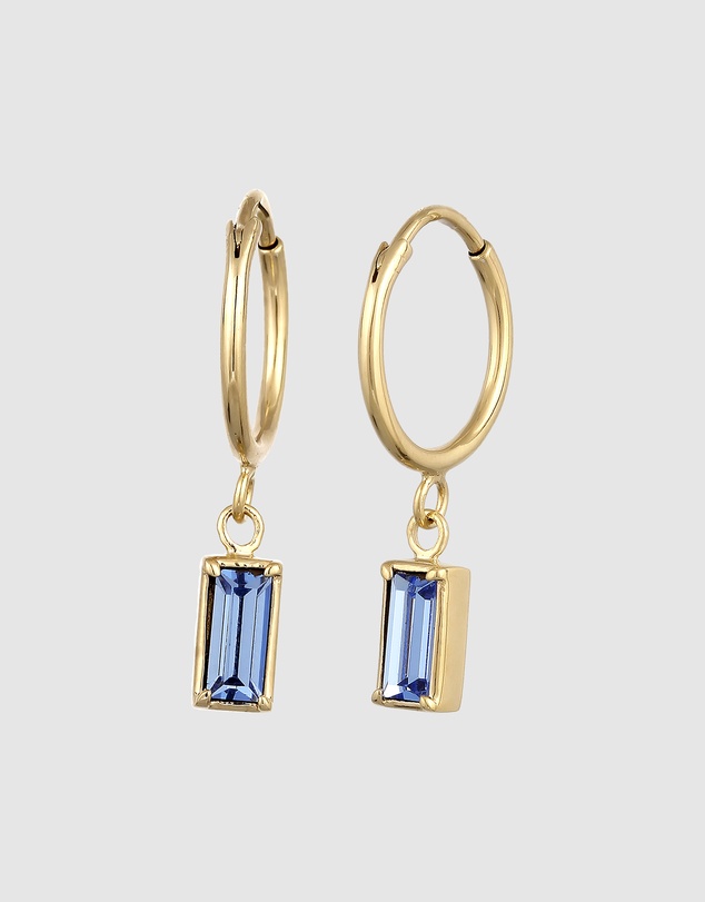Elli Jewelry - Earrings Hoops Crystal Rectangle 925 Sterling Silver Gold-Plated