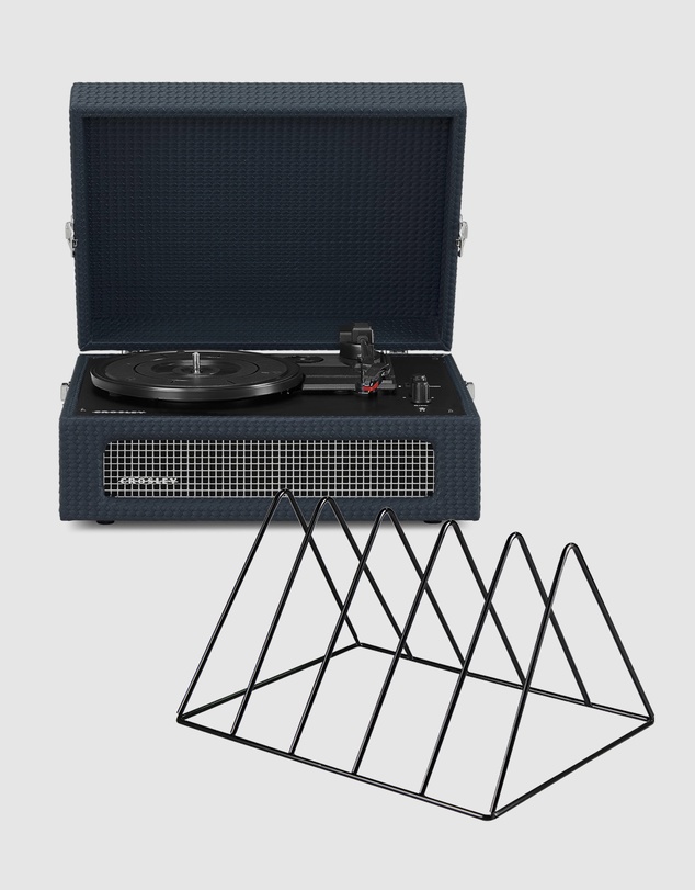 Crosley - Crosley Voyager Bluetooth Portable Turntable + Gadhouse Vinyl Rack Bundle - Navy