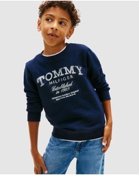 Tommy Hilfiger - Faded Logo Print Crew Neck Sweatshirt - Teens