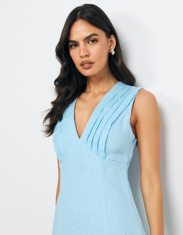 AERE - Lirio Pintuck Linen Midi Dress