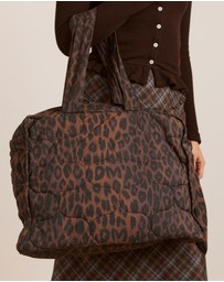 Damson Madder - Dark Leopard Quilted Tote Bag