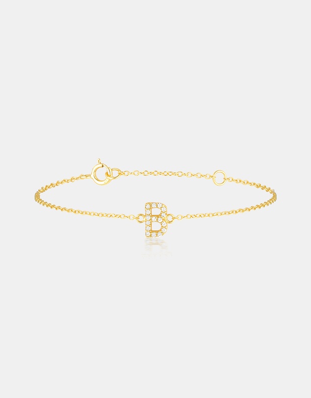 The Silver Collective - A-Z Letter Bracelet Gold - B