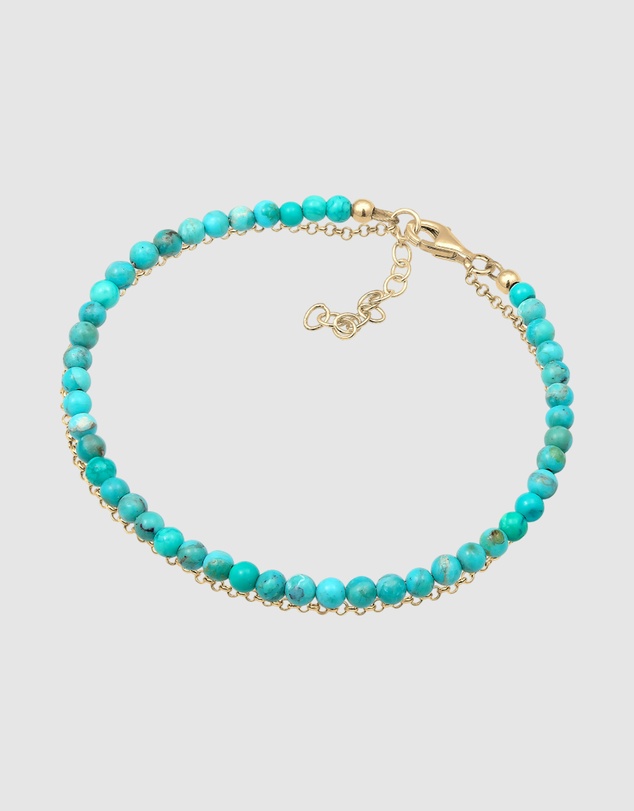 Elli Jewelry - Bracelet Women Layer Howlite Gemstone Beads 925 Sterling Silver Gold Plated