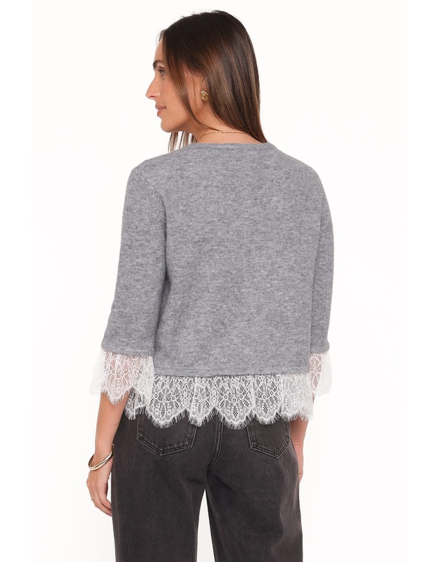 Petal & Pup - Helga Lace Trim Cardigan - Grey