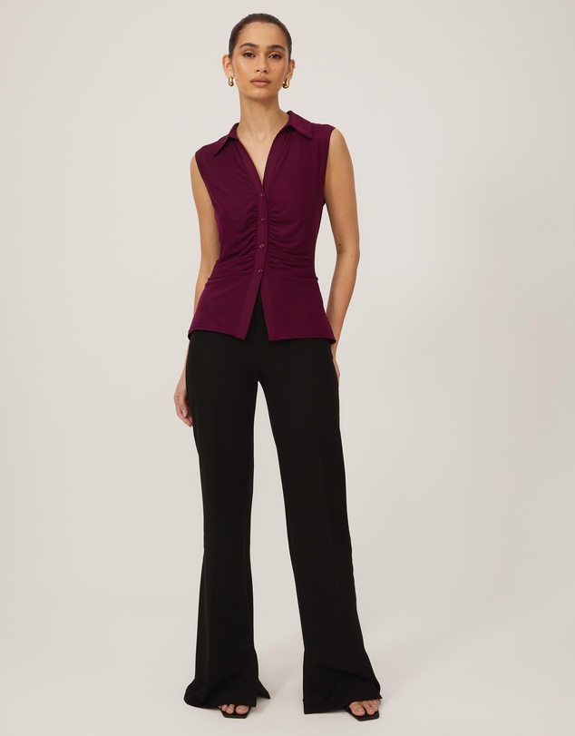 Tussah - Sleeveless Jersey Button Up Top