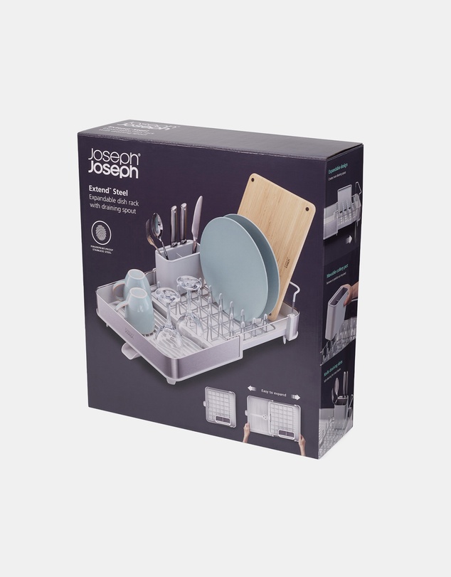 Joseph Joseph - Extend™ Steel Expandable Dish Rack with Draining Spout (Stone)