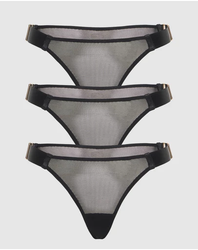 Sotto Brand - Sotto Three Pack Preferita Mesh Panty Black