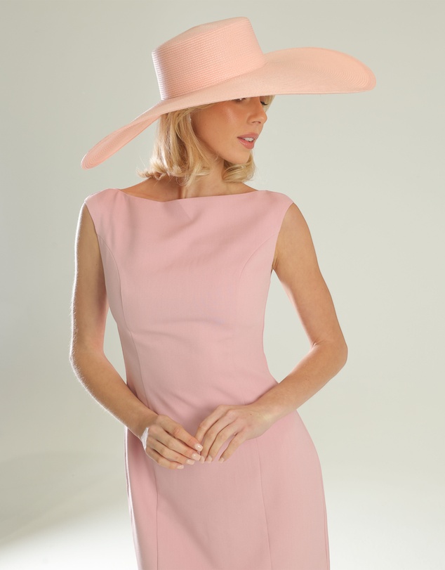 Morgan & Taylor - Savannah Racewear Wide-Brim Boater in Ballet Pink