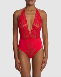 Natori - Fleur Thong Cut Halter Lace Lingerie Bodysuit