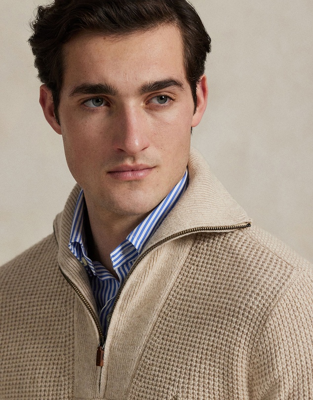Polo Ralph Lauren - Waffle Wool-Cotton Quarter-Zip Sweater