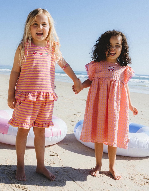 Huxbaby - Mango Sherbet Garment Dye Seersucker Dress - ICONIC EXCLUSIVE - Babies-Kids