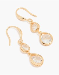 Lovisa - Gold Plated Double Cubic Zirconia Hook Earrings