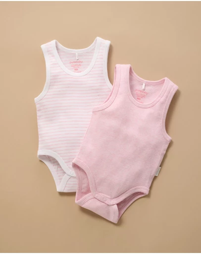 Purebaby - Rib Bodysuit 2 pack-Babies