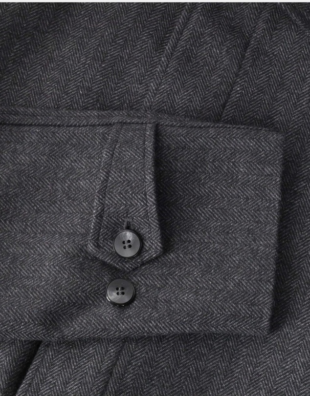 Henry Bucks - HENRY SARTORIAL Herringbone Wool Overcoat CHARCOAL