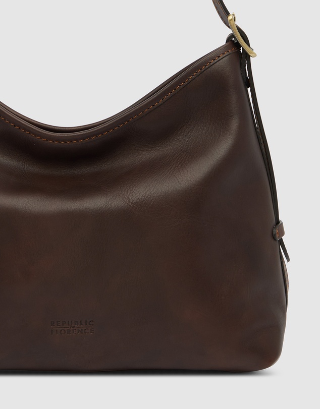 Republic of Florence - Sophia Matt Chocolate Leather Shoulder Bag