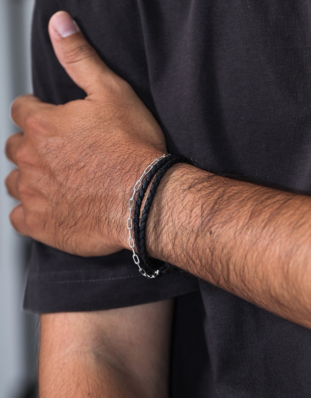 Kuzzoi - ICONIC EXCLUSIVE - Braided Leather Cord Bracelet with 925 Silver Closure