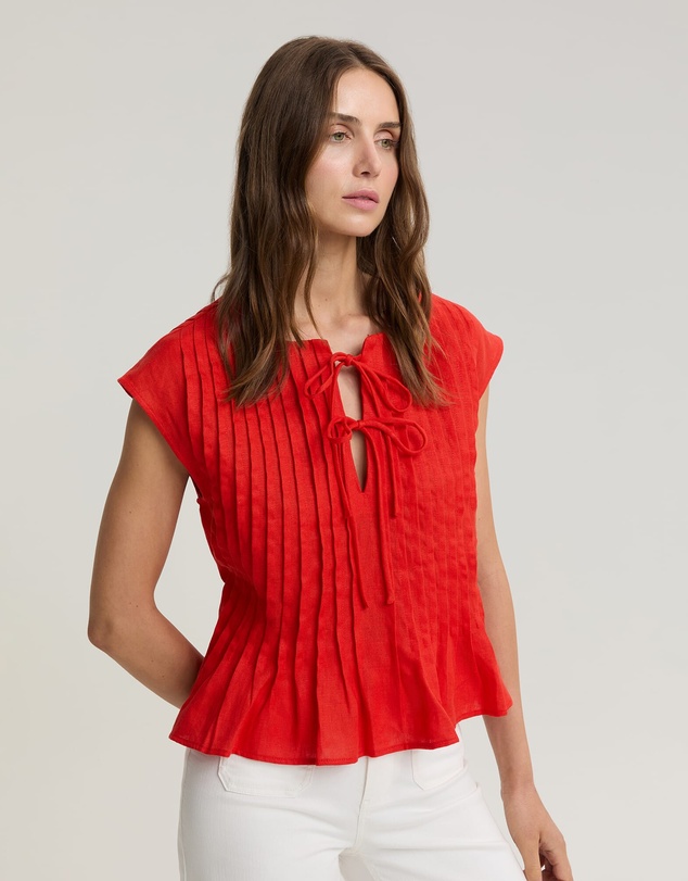 Sportscraft - Ariana Pintuck Linen Blouse
