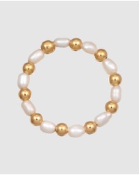 Elli Jewelry - Ring Festival with Freshwater Pearls in 925 Sterling Silver Gold Plated
