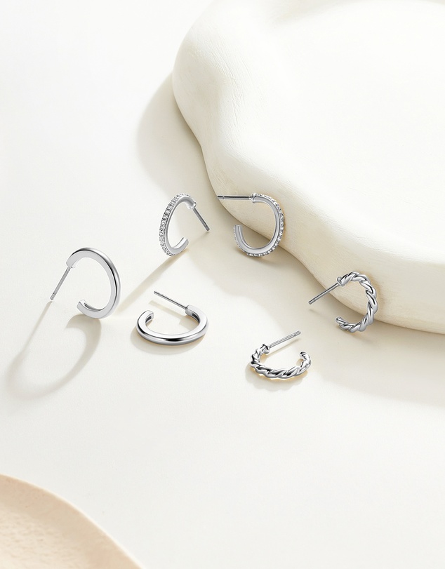 Mestige - Radiance Hoops Set - Silver Plated