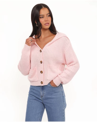 Petal & Pup - Amelia Oversize Collar Button Cardigan - Pink