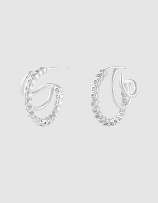 Wanderlust + Co - Triple Pave 13mm Hoop Earrings