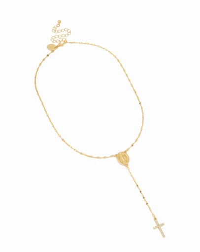 Lovisa - Gold Plated Diamante Cross Y-Necklace
