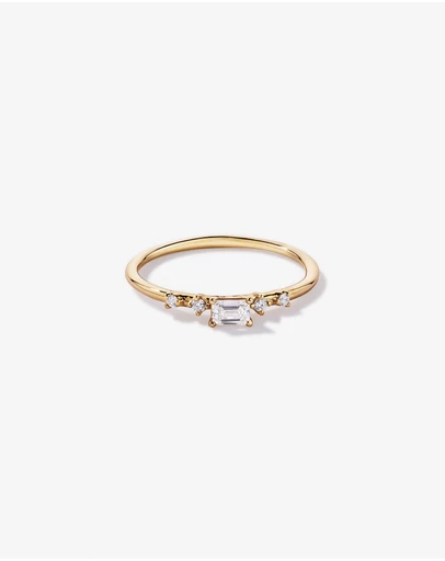 Michael Hill - 0.20TW Emerald Cut and Round Brilliant Laboratory-Grown Diamond Promise Ring in 10kt Yellow Gold