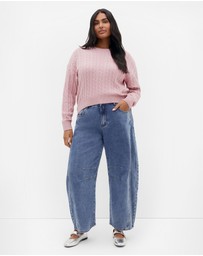 City Chic - Plus size Kenia Crew Neck Knit Jumper - pale pink