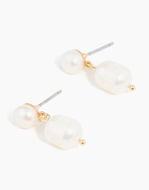 Lovisa - Gold Plated Freshwater Pearl Drop Earrings