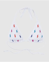 Polo Ralph Lauren - Logo Icons Embroidered String Halter Triangle Bikini Top