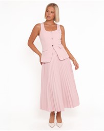 Petal & Pup - Liliana Pleated Midi Skirt - Pink