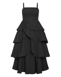 City Chic - Plus size Elizabeth Tiered Frill Maxi Dress - black