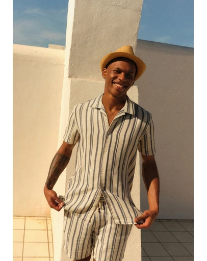 NEXT - Textured Stripe Short Sleeve Shirt