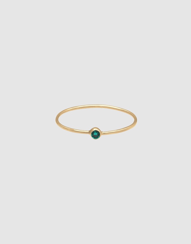 Elli Jewelry - Green Crystal Stacking Ring in Gold-Plated 925 Silver