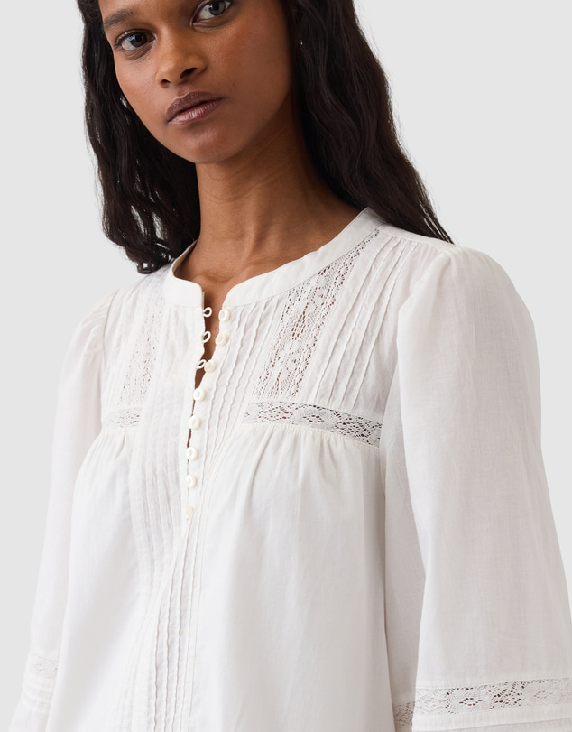 GAP - LS Mini Lace Insert Henley Dress