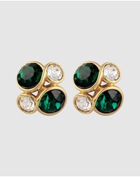 Elli Jewelry - Earrings Stud Crystal 925 Sterling Silver Gold-Plated