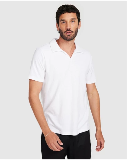 Vacay Swimwear - White Terry Polo