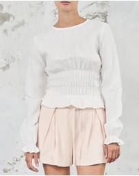 FRIEND of AUDREY - The Linen Shirred Top