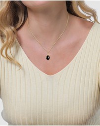 Elli Jewelry - Necklace Onyx 925 Sterling Silver Gold-Plated