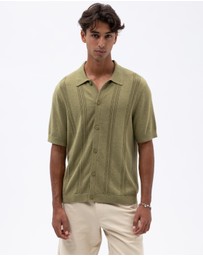 AERE - Silk Blend Textured Stripe Knit Shirt
