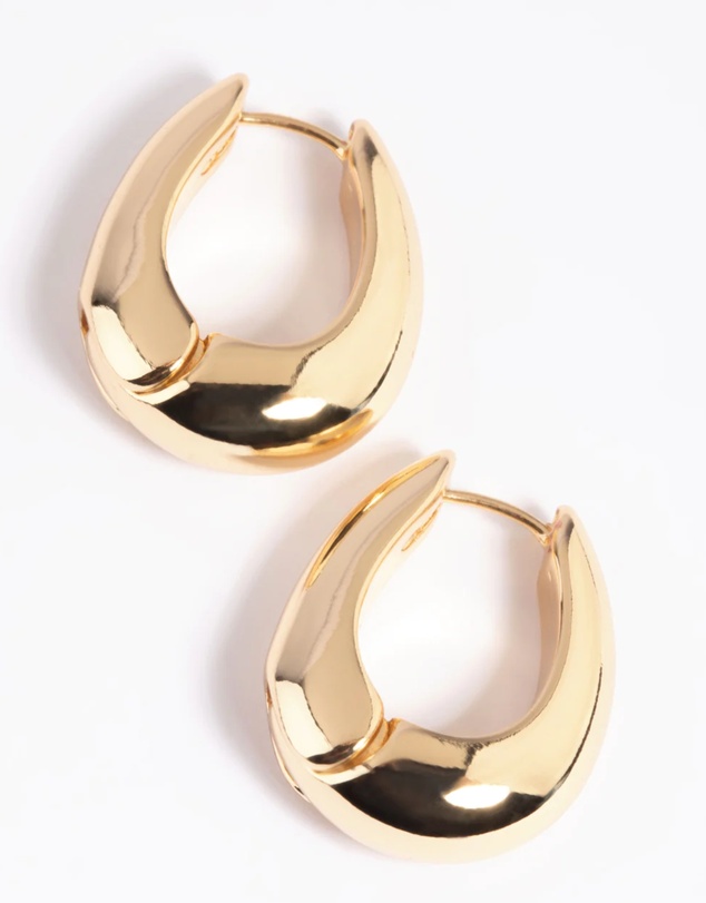 Lovisa - Gold Plated Chunky Oval Huggie Hoop Earrings