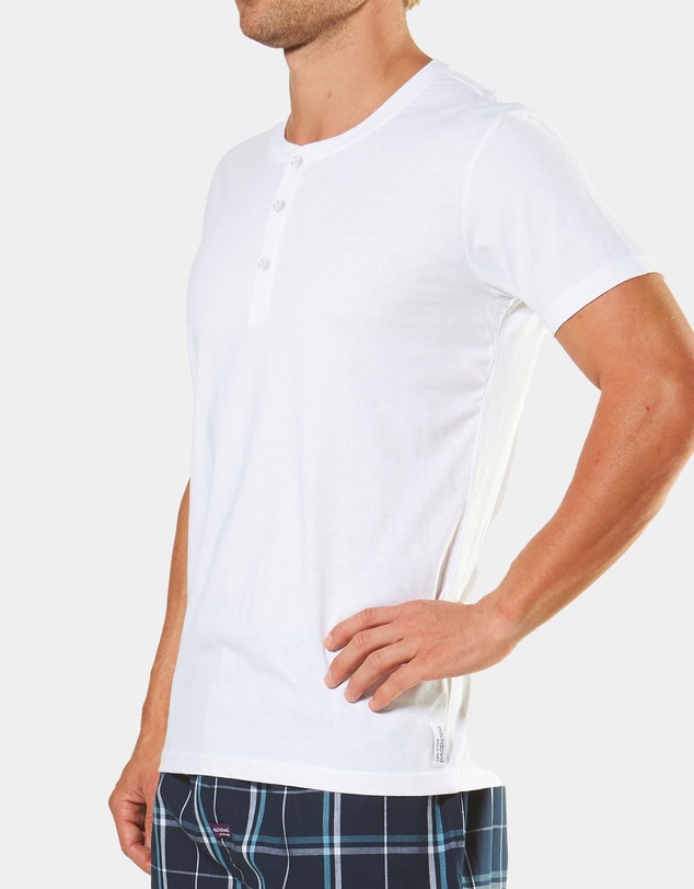 Mitch Dowd - Short Sleeve Henley Tee - White