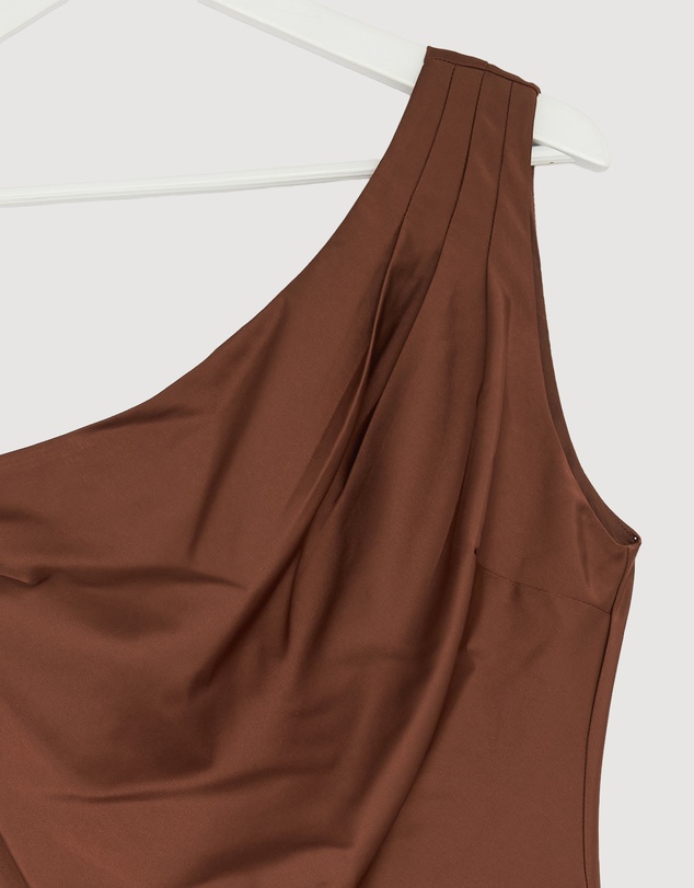 Revibe - Repaired CHANCERY Hallie Satin One Shoulder Drape Maxi Dress - AU 10