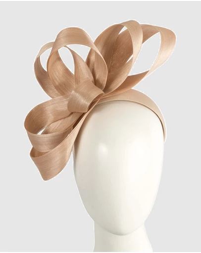 Fillies Collection - Nude Silk Abaca Loops Racing Fascinator