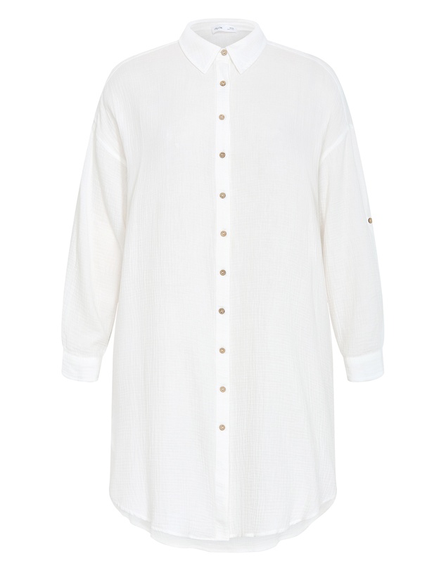 City Chic - Poolside Cover Up Midi Shirt - Ivory