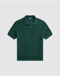 Polo Ralph Lauren - Mesh-Knit Linen Johnny-Collar Sweater