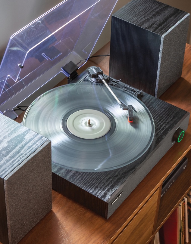 Crosley - Crosley Zane 3-Speed Bluetooth Vinyl Record Player Turntable, with Matching Stereo Speakers - Black