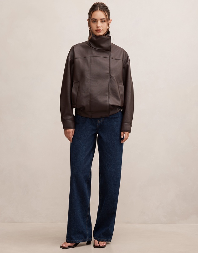 Forever New - Bex Double Funnel Neck Faux Leather Jacket