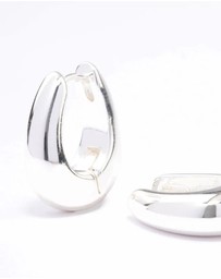 Lovisa - Silver Plated Chunky Oval Huggie Earrings