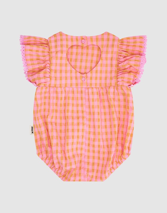 Huxbaby - Mango Sherbet Garment Dye Seersucker Romper - ICONIC EXCLUSIVE - Babies